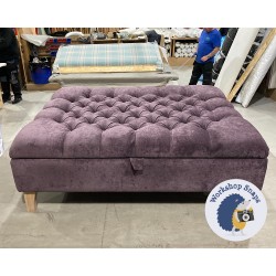 BESPOKE SIZE Savernake Deep Buttoned Lid Medium Depth Storage Footstool 122 x 36cm (48 x 36") House Velvet Aubergine - 6ins Concave Tapered Washed Oak Leg 5741 BESPOKE SIZE Savernake Deep Buttoned Lid Medium Depth Storage Footstool 122 x 36cm (48 x 36") House Velvet Aubergine - 6ins Concave Tapered Washed Oak Leg 5741