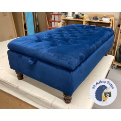 BESPOKE SIZE Savernake Deep Buttoned Lid Medium Depth Storage Footstool 122 x 66cm (48 x 27") Flat Velvet Royal - 12.7cm Turned Leg Mahogany 9539 BESPOKE SIZE Savernake Deep Buttoned Lid Medium Depth Storage Footstool 122 x 66cm (48 x 27") Flat Velvet Royal - 12.7cm Turned Leg Mahogany 9539