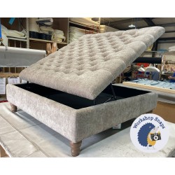 Savernake Deep Buttoned Lid Medium Depth Storage Footstool 122 x 122cm (48 x 48") COM Designers Guild Canezza Mink Chenille - Single Piped Trim - 5ins Turned Oak Leg 5165 Savernake Deep Buttoned Lid Medium Depth Storage Footstool 122 x 122cm (48 x 48") COM Designers Guild Canezza Mink Chenille - Single Piped Trim - 5ins Turned Oak Leg 5165