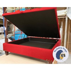 Savernake Deep Buttoned Lid Medium Depth Storage Footstool 122 x 122cm (48 x 48") Faux Wool Ruby - Corner Vintage Stud Trim - 5ins Tapered Mahogany Leg 7411 Savernake Deep Buttoned Lid Medium Depth Storage Footstool 122 x 122cm (48 x 48") Faux Wool Ruby - Corner Vintage Stud Trim - 5ins Tapered Mahogany Leg 7411