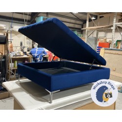 Savernake Deep Buttoned Lid Medium Depth Storage Footstool 122 x 122cm (48 x 48") Flat Velvet Dark Blue - 6ins Metal Leg 6340 Savernake Deep Buttoned Lid Medium Depth Storage Footstool 122 x 122cm (48 x 48") Flat Velvet Dark Blue - 6ins Metal Leg 6340