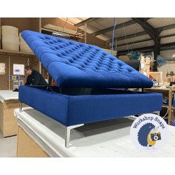 Savernake Deep Buttoned Lid Medium Depth Storage Footstool 122 x 122cm (48 x 48") Flat Velvet Dark Blue - 6ins Metal Leg 6340 Savernake Deep Buttoned Lid Medium Depth Storage Footstool 122 x 122cm (48 x 48") Flat Velvet Dark Blue - 6ins Metal Leg 6340