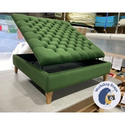 Savernake Deep Buttoned Lid Medium Depth Storage Footstool 122 x 122cm (48 x 48") Flat Velvet Forest Green - 6ins Concave Oiled Oak Leg 5240 Savernake Deep Buttoned Lid Medium Depth Storage Footstool 122 x 122cm (48 x 48") Flat Velvet Forest Green - 6ins Concave Oiled Oak Leg 5240