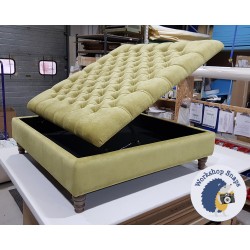 Savernake Deep Buttoned Lid Medium Depth Storage Footstool 122 x 122cm (48 x 48") House Velvet Apple - 5ins Turned Oak Leg 4521 Savernake Deep Buttoned Lid Medium Depth Storage Footstool 122 x 122cm (48 x 48") House Velvet Apple - 5ins Turned Oak Leg 4521