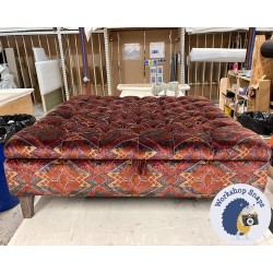 Savernake Deep Buttoned Lid Medium Depth Storage Footstool 122 x 122cm (48 x 48") Linwood Symmetrical Velvet - 6ins Concave Washed Oak Leg 229824 Savernake Deep Buttoned Lid Medium Depth Storage Footstool 122 x 122cm (48 x 48") Linwood Symmetrical Velvet - 6ins Concave Washed Oak Leg 229824