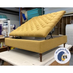 Savernake Deep Buttoned Lid Medium Depth Storage Footstool 122 x 122cm (48 x 48") Soft Weave Pistachio - Double Piped Trim - 16cm Bobbin Leg Walnut 9572 Savernake Deep Buttoned Lid Medium Depth Storage Footstool 122 x 122cm (48 x 48") Soft Weave Pistachio - Double Piped Trim - 16cm Bobbin Leg Walnut 9572