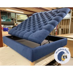 Savernake Deep Buttoned Lid Medium Depth Storage Footstool 122 x 122cm (48 x 48") Soft Weave Sapphire - 4ins Turned Natural Leg 7699 Savernake Deep Buttoned Lid Medium Depth Storage Footstool 122 x 122cm (48 x 48") Soft Weave Sapphire - 4ins Turned Natural Leg 7699