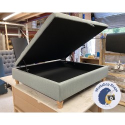 Savernake Deep Buttoned Lid Medium Depth Storage Footstool 122 x 122cm (48 x 48") Textured Weave Duck Egg - 4ins Turned Natural Leg 7083 Savernake Deep Buttoned Lid Medium Depth Storage Footstool 122 x 122cm (48 x 48") Textured Weave Duck Egg - 4ins Turned Natural Leg 7083