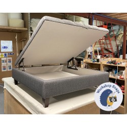 Savernake Deep Buttoned Lid Medium Depth Storage Footstool 122 x 122cm (48 x 48") Textured Weave Slate - 5ins Tapered Mahogany Legs 9134 Savernake Deep Buttoned Lid Medium Depth Storage Footstool 122 x 122cm (48 x 48") Textured Weave Slate - 5ins Tapered Mahogany Legs 9134