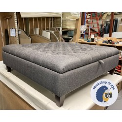 Savernake Deep Buttoned Lid Medium Depth Storage Footstool 122 x 122cm (48 x 48") Textured Weave Slate - 5ins Tapered Mahogany Legs 9134 Savernake Deep Buttoned Lid Medium Depth Storage Footstool 122 x 122cm (48 x 48") Textured Weave Slate - 5ins Tapered Mahogany Legs 9134