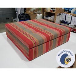 Bedgebury Shallow Buttoned & Piped Lid Medium Depth Storage Footstool 91 x 91cm (36 x 36") COM with Bespoke Fabric Placement - Bespoke Glides 4566