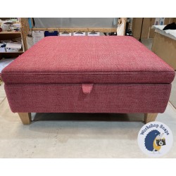 Heartwood Plain & Piped Lid Medium Depth Storage Footstool 91 x 91cm (36 x 36") Basket Weave Fuchsia - 5ins Tapered Leg Natural Leg 5274