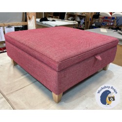 Heartwood Plain & Piped Lid Medium Depth Storage Footstool 91 x 91cm (36 x 36") Basket Weave Fuchsia - 5ins Tapered Leg Natural Leg 5274