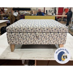 Heartwood Plain & Piped Lid Medium Depth Storage Footstool 91 x 91cm (36 x 36") COM Porter & Stone Flavia Vercelli - Single Piped Trim - 6ins Tapered Oiled Oak Leg 6353