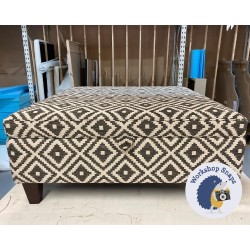 Heartwood Plain & Piped Lid Medium Depth Storage Footstool 91 x 91cm (36 x 36") Geometric Bricks Ebony - 5ins Tapered Mahogany Leg 7488