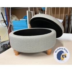 Winterfold Plain & Piped Lid Medium Depth Round Storage Footstool 76cm (30") Textured Weave Duck Egg - Single Piped Trim - 4ins Turned Natural Leg 8577 Winterfold Plain & Piped Lid Medium Depth Round Storage Footstool 76cm (30") Textured Weave Duck Egg - Single Piped Trim - 4ins Turned Natural Leg 8577
