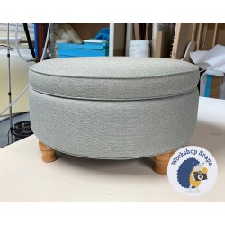 Winterfold Plain & Piped Lid Medium Depth Round Storage Footstool 76cm (30") Textured Weave Duck Egg - Single Piped Trim - 4ins Turned Natural Leg 8577 Winterfold Plain & Piped Lid Medium Depth Round Storage Footstool 76cm (30") Textured Weave Duck Egg - Single Piped Trim - 4ins Turned Natural Leg 8577