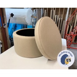 Thetford Plain & Piped Lid Full Depth Round Storage Footstool 76cm (30") House Cotton Sand