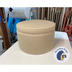 Thetford Plain & Piped Lid Full Depth Round Storage Footstool 76cm (30") House Cotton Sand