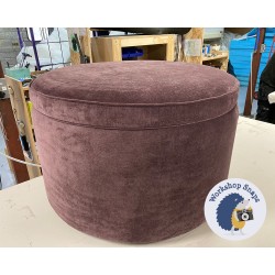 Thetford Plain & Piped Lid Full Depth Round Storage Footstool 76cm (30") House Velvet Aubergine 8980