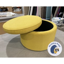 Thetford Plain & Piped Lid Full Depth Round Storage Footstool 76cm (30") Soft Weave Mustard 5386