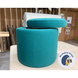 Thetford Plain & Piped Lid Full Depth Round Storage Footstool 51cm (20") JBrown Harbour Teal - Single Piped Trim 9515