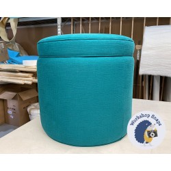 Thetford Plain & Piped Lid Full Depth Round Storage Footstool 51cm (20") JBrown Harbour Teal - Single Piped Trim 9515