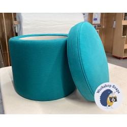 Thetford Plain & Piped Lid Full Depth Round Storage Footstool 51cm (20") JBrown Harbour Teal - Single Piped Trim 9515