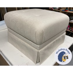 Bespoke Design Kielder Valanced Footstool - Base 27ins/Top 29ins - House Weave Natural - Shallow Buttoned - Fixed Cushion 9040