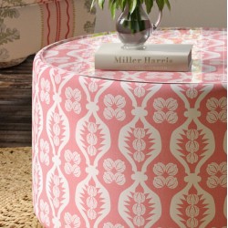 Galloway Glass Insert Drum Stool 61 x 33cm (24 x 13") in Charlotte Gaisford Georgie Girl 2 Pink - No Trim