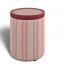 Glentress Glass Insert with Band Drum Stool 38 x 46cm (15 x 18") in Custom Fabric: TOP Linwood Hopscotch Strawberry, BAND Pure Cotton Cherry, BODY Linwood Croquet Rhubarb - No Trim Glentress Glass Insert with Band Drum Stool 38 x 46cm (15 x 18") in Custom Fabric: TOP Linwood Hopscotch Strawberry, BAND Pure Cotton Cherry, BODY Linwood Croquet Rhubarb - No Trim