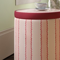 Glentress Glass Insert with Band Drum Stool 38 x 46cm (15 x 18") in Custom Fabric: TOP Linwood Hopscotch Strawberry, BAND Pure Cotton Cherry, BODY Linwood Croquet Rhubarb - No Trim Glentress Glass Insert with Band Drum Stool 38 x 46cm (15 x 18") in Custom Fabric: TOP Linwood Hopscotch Strawberry, BAND Pure Cotton Cherry, BODY Linwood Croquet Rhubarb - No Trim