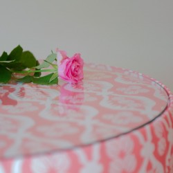 Galloway Glass Insert Drum Stool 61 x 33cm (24 x 13") in Charlotte Gaisford Georgie Girl 2 Pink - No Trim