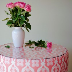 Galloway Glass Insert Drum Stool 61 x 33cm (24 x 13") in Charlotte Gaisford Georgie Girl 2 Pink - No Trim