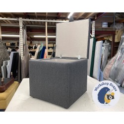 Brechfa Plain Lid Storage Ottoman 48 x 48cm (19 x 19") in Textured Weave Slate - 9601