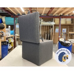 Brechfa Plain Lid Storage Ottoman 48 x 48cm (19 x 19") in Textured Weave Slate - 9601