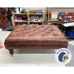 Glenmore Deep Buttoned Footstool with Border 81 x 61cm (32 x 24") Single Piped Trim - 17.8 Castor Leg Mahogany 9609 Glenmore Deep Buttoned Footstool with Border 81 x 61cm (32 x 24") Single Piped Trim - 17.8 Castor Leg Mahogany 9609