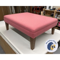 Wentwood Plain Top Footstool with Border 102 x 76cm (40 x 30") in House Cotton Strawberry - Single Piped Trim - 22.9cm Tapered Leg Oak 9640