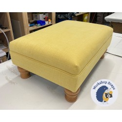 Wentwood Plain Top Footstool with Border 61 x 41cm (24 x 16") in Romo Linara Tumeric - 61x41cm - 10.2cm Turned Leg Natural 9673