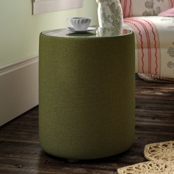 Galloway Glass Insert Drum Stool 38 x 46cm (15 x 18") in Soft Weave Forest - No Trim