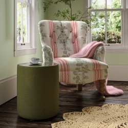 Galloway Glass Insert Drum Stool 38 x 46cm (15 x 18") in Soft Weave Forest - No Trim