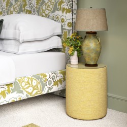 Galloway Glass Insert Drum Stool 38 x 46cm (15 x 18") in Basket Weave Ochre - No Trim