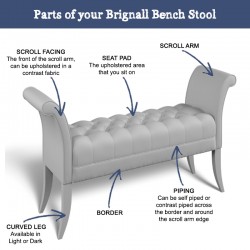 Parts of a Brignall Deep Buttoned Top Scroll Arm Bench Stool with Border 139 x 48cm (54 x 19") Parts of a Brignall Deep Buttoned Top Scroll Arm Bench Stool with Border 139 x 48cm (54 x 19")