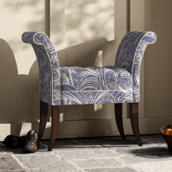 Brignall Deep Buttoned Top Scroll Arm Bench Stool 88 x 39cm (35 x 15")  in Fermoie Savernake SAVE-006, Contrast Piped, with Dark Legs