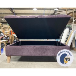 Savernake Deep Buttoned Lid Medium Depth Storage Footstool 122 x 36cm (48 x 36") House Velvet Aubergine - 6ins Concave Tapered Washed Oak Leg 5741 Savernake Deep Buttoned Lid Medium Depth Storage Footstool 122 x 36cm (48 x 36") House Velvet Aubergine - 6ins Concave Tapered Washed Oak Leg 5741
