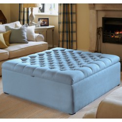 Image for style reference; Ennerdale Deep Buttoned Lid Full Depth Storage Footstool in Soft Velvet Sky