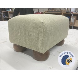 Arden Plain Top Footstool 33 x 23cm (13 x 9") Herringbone Weave Kiwi - 5cm Bun Foot Oak 10488 Arden Plain Top Footstool 33 x 23cm (13 x 9") Herringbone Weave Kiwi - 5cm Bun Foot Oak 10488