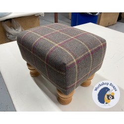 Arden Plain Top Footstool 33 x 23cm (13 x 9") Moon Wool Glen Lyon Heather - 10.2cm Turned Leg Natural 9912 Arden Plain Top Footstool 33 x 23cm (13 x 9") Moon Wool Glen Lyon Heather - 10.2cm Turned Leg Natural 9912