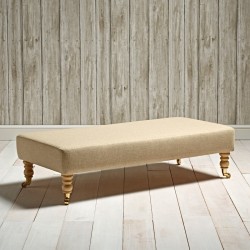 Arden Plain Top Bench Stool 122x53cm (48x21") - Wool Plain Honey - 17.8cm (7") Castor Leg Natural