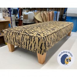Arden Plain Top Footstool 122x53cm (48x21") in COM House of Hackney Tigre Chenille - Top Edge Piped - 12.7cm Tapered Leg Natural 9662